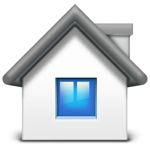 Cute Cartoon House with Blue Window