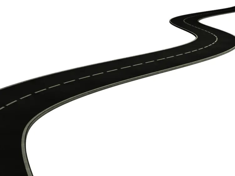 Curvy Road with White Lines