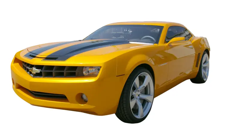 Yellow Sports Coupe Car with Stripes