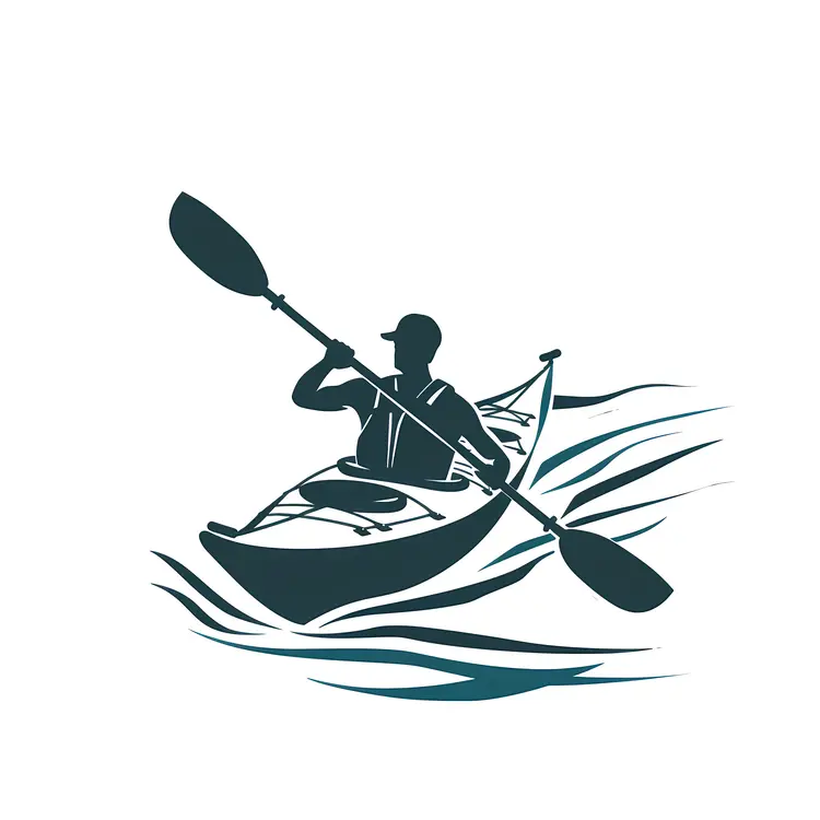 Kayaker in Blue Kayak Paddling