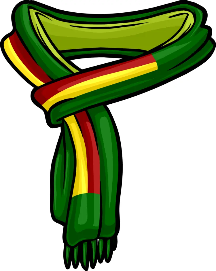 Green Scarf with Red and Yellow Stripes