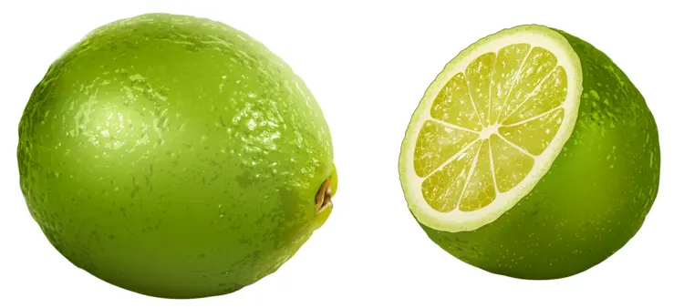 Whole and Sliced Green Lime