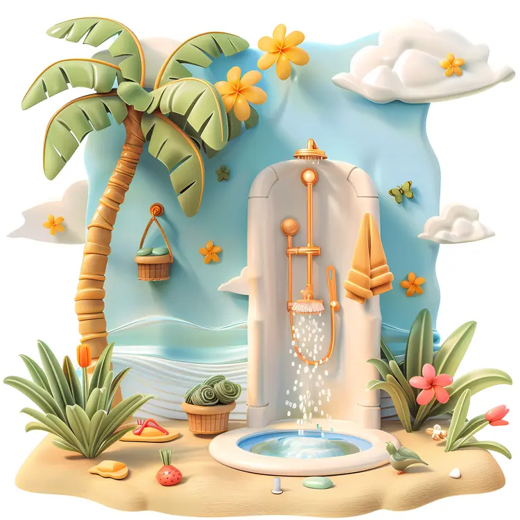 Cute Beach Shower Setup