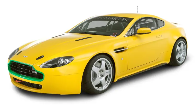 Yellow Aston Martin V8 Vantage Coupe