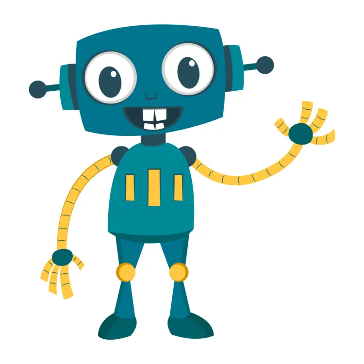 Blue and Yellow Robot Waving