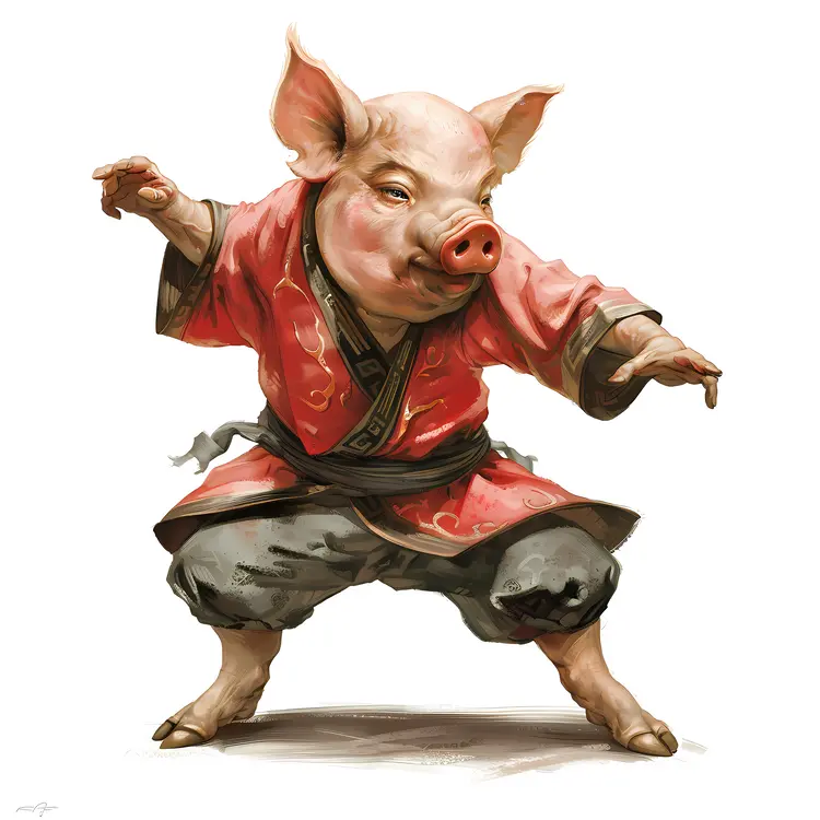 Martial Arts Pig Character