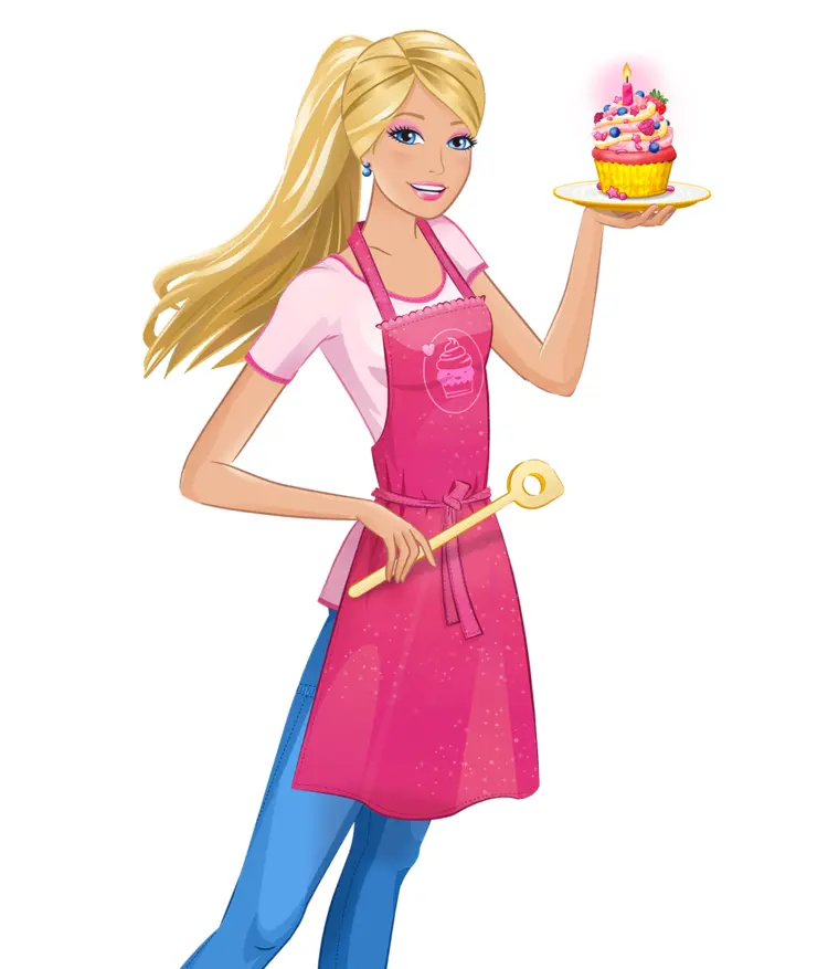 Blonde Girl Baking with Cupcake