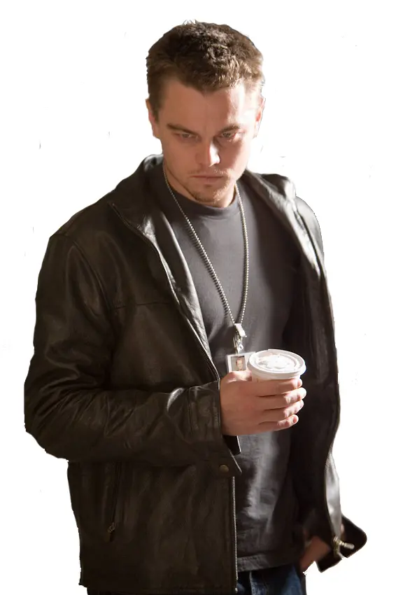 Person in Leather Jacket with Coffee Cup