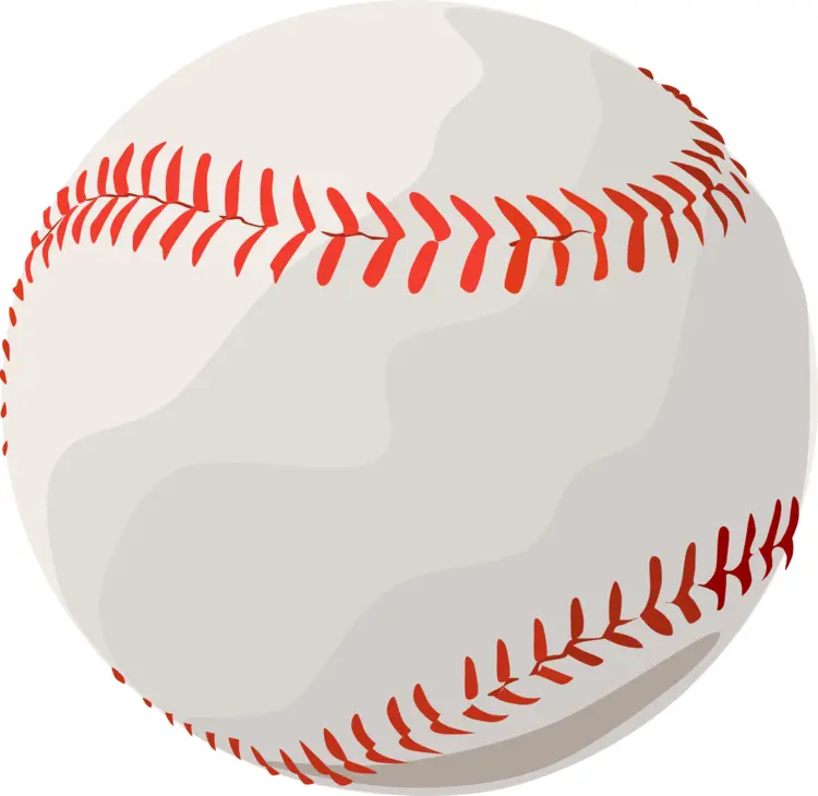 Illustrated White Baseball with Red Stitches