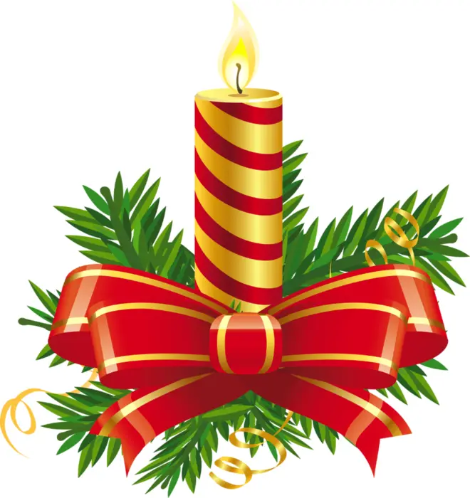 Festive Red and Gold Candle with Ribbon