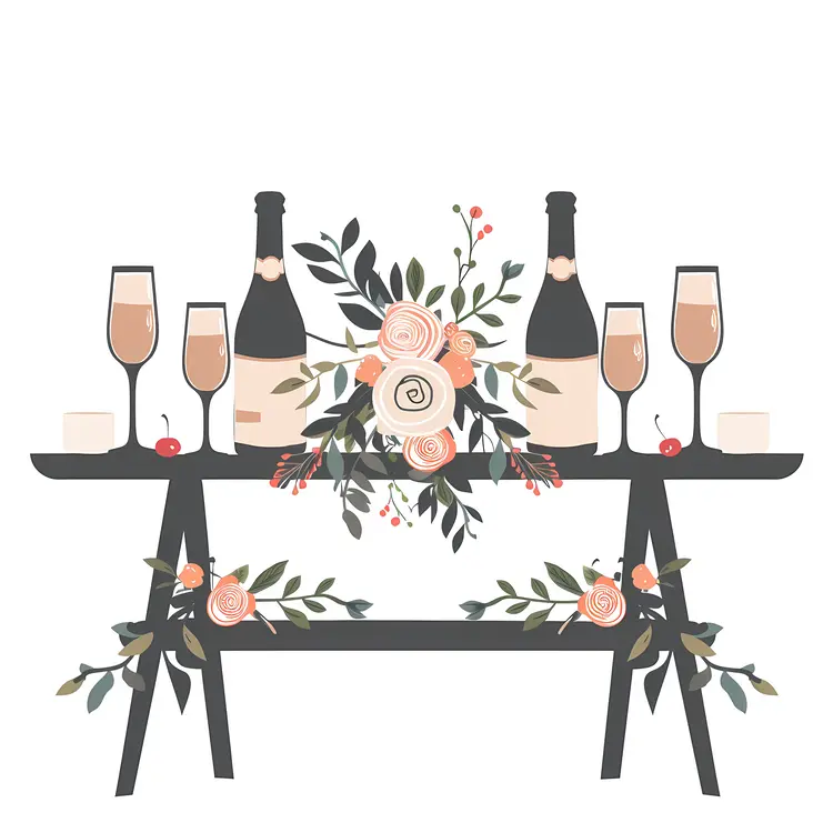 Decorative Table with Champagne