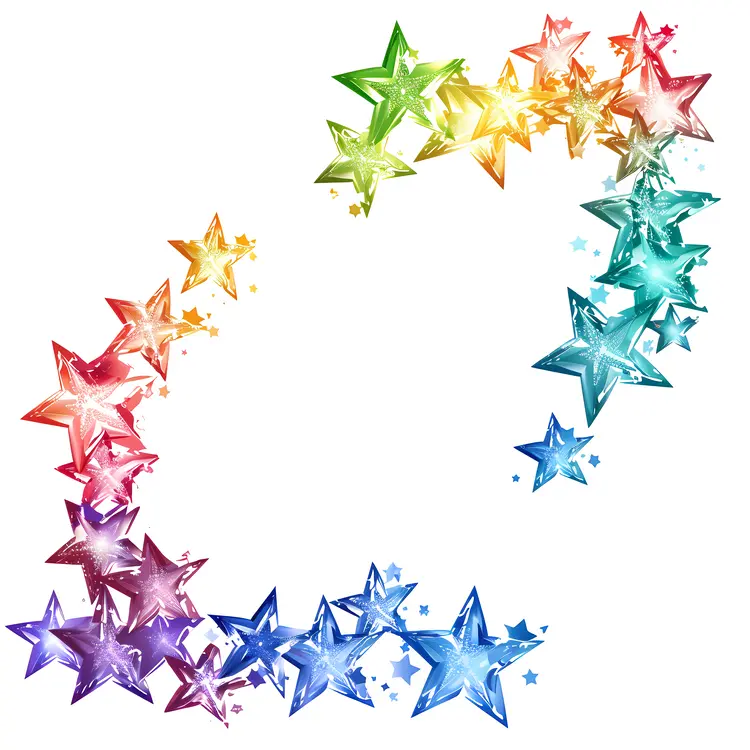 Rainbow Stars in an Arc Pattern