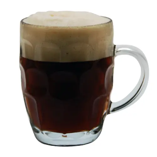Dark Beer with Foam in a Glass Mug