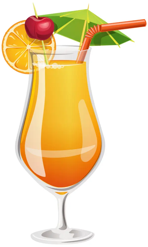 Orange Cocktail with Fruit Garnish