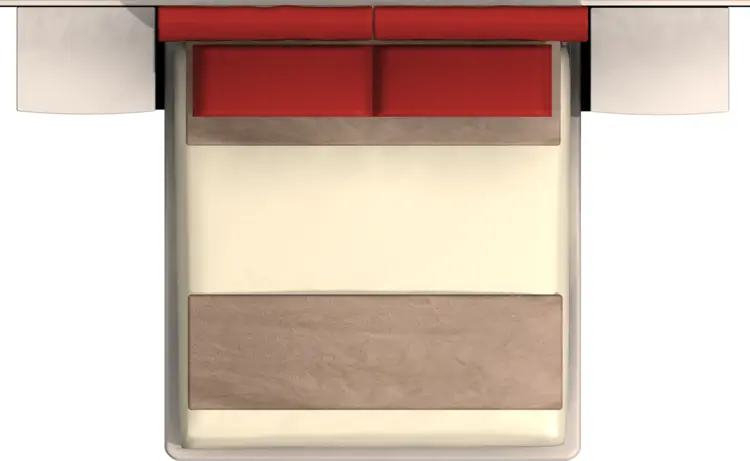 Top View of Bed with Red Pillows