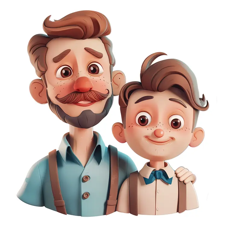 Cartoon Father and Son Illustration
