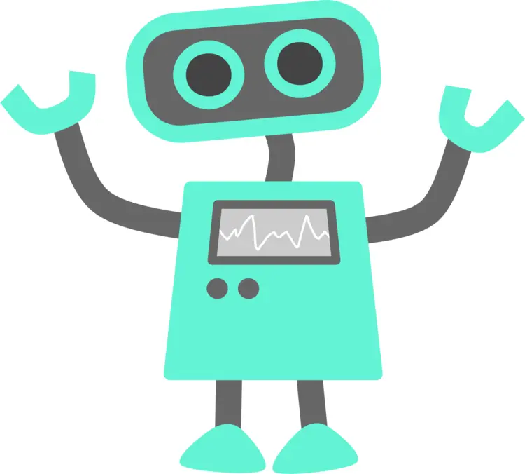 Cute Turquoise Robot with Waving Arms