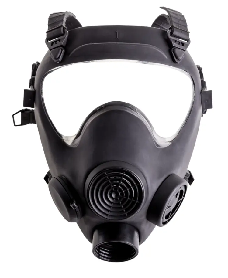 Black Gas Mask with Full Face Shield