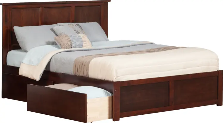 Wooden Bed with Storage Drawer