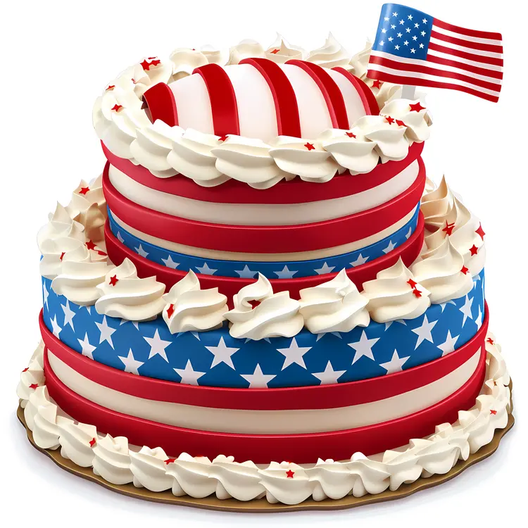 Patriotic Cake with American Flag Design