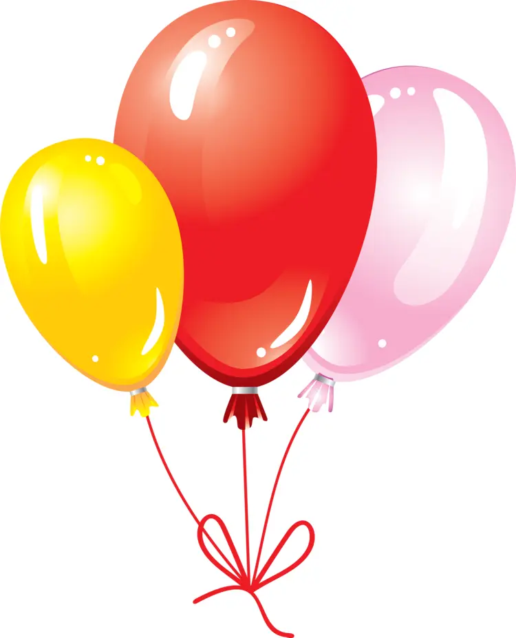 Shiny Red, Yellow, Pink Balloons