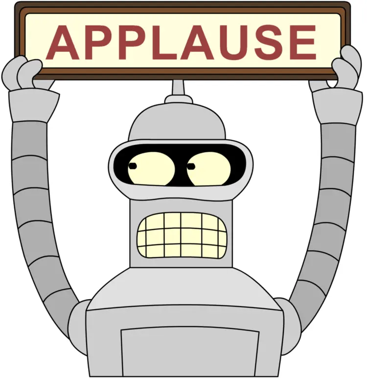 Robot Holding Applause Sign