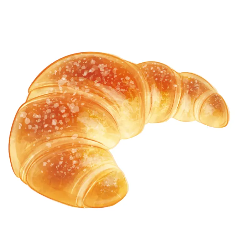 Golden Croissant Pastry Illustration