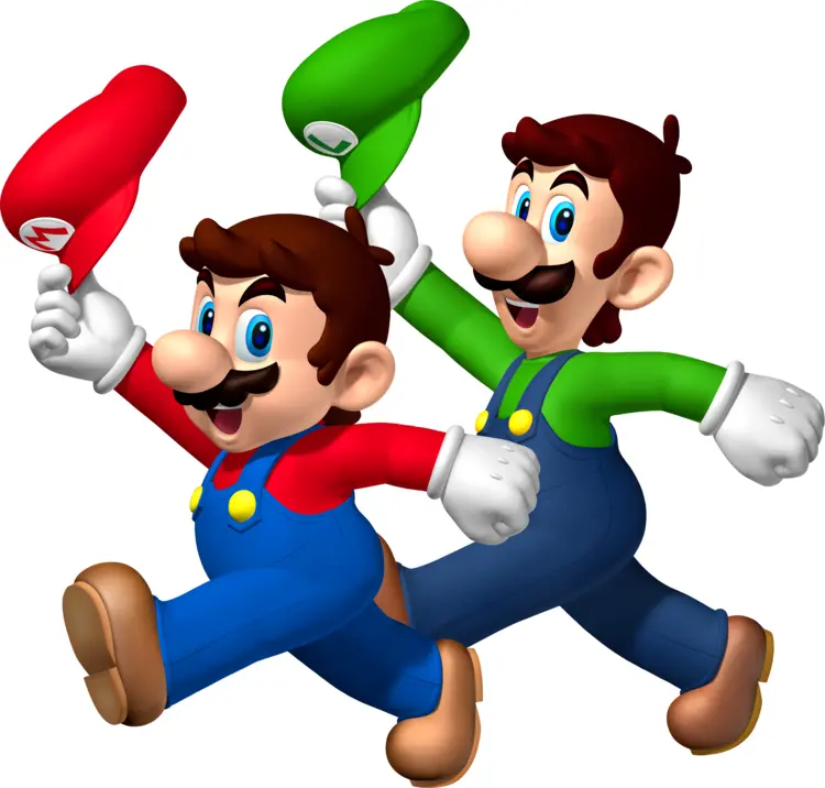 Mario and Luigi Running Together