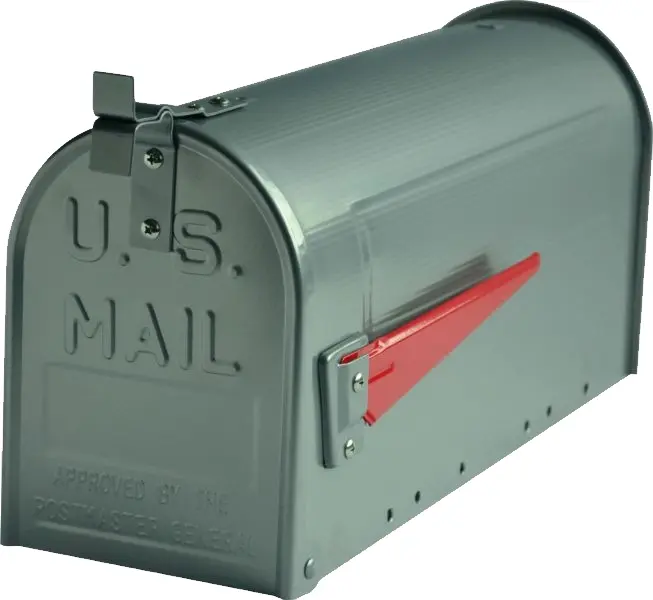 Gray Mailbox with Red Flag