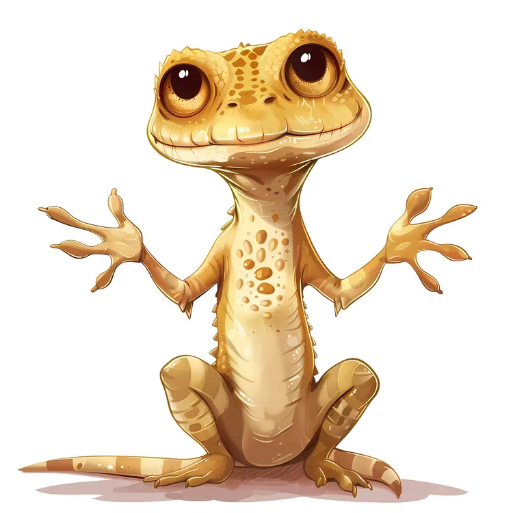 Cute Brown Cartoon Lizard