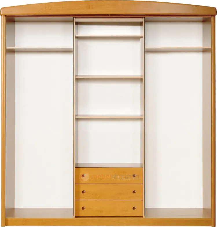 Open Wooden Wardrobe with Shelves