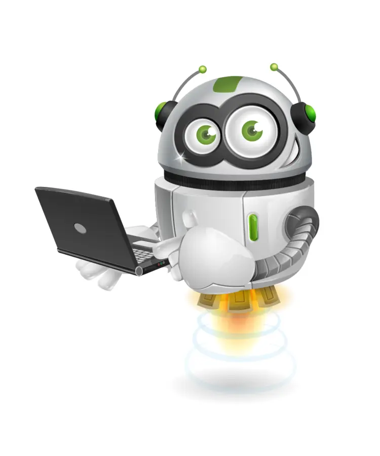 Small Robot Holding a Laptop