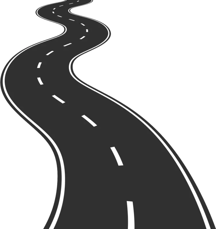 Curvy Road with White Lines