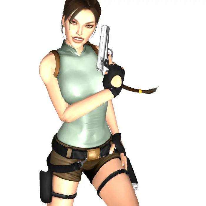 Female character with gun in action pose