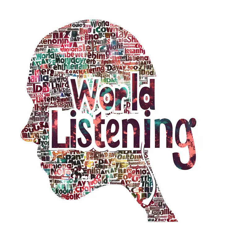World Listening Day Text Silhouette