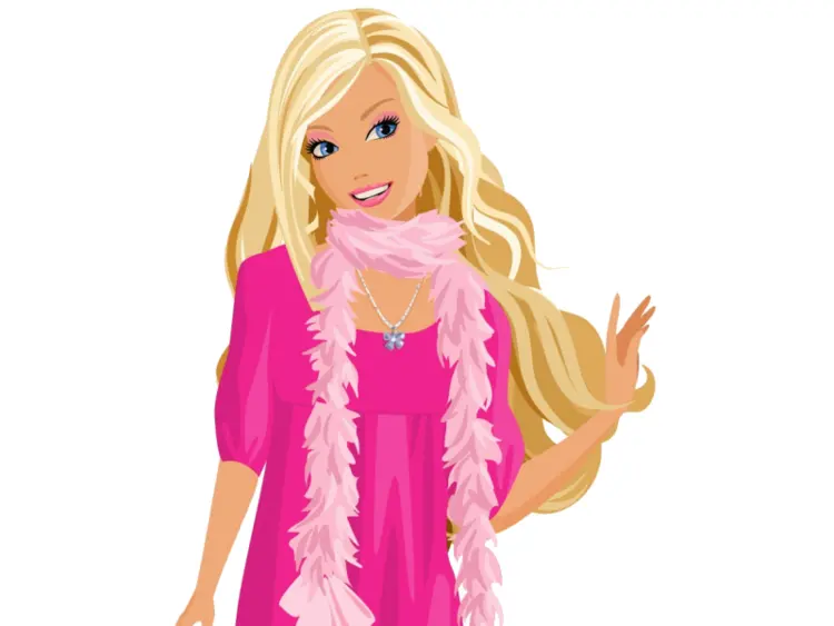 Blonde Girl in Pink Outfit with Scarf