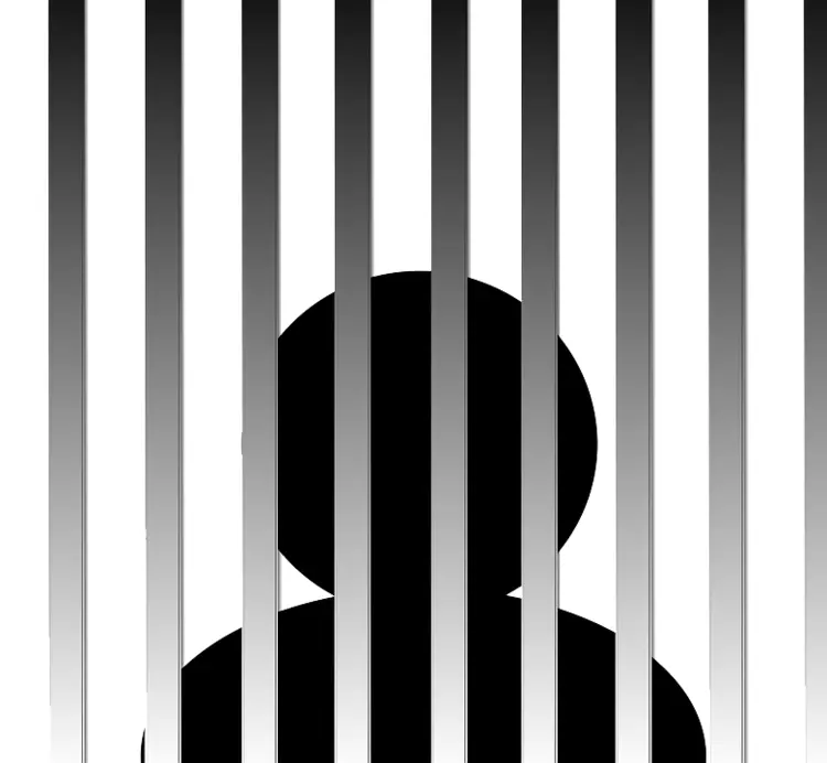 Silhouette of Person Behind Bars