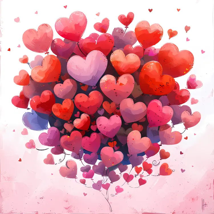 Colorful Heart Balloons Art