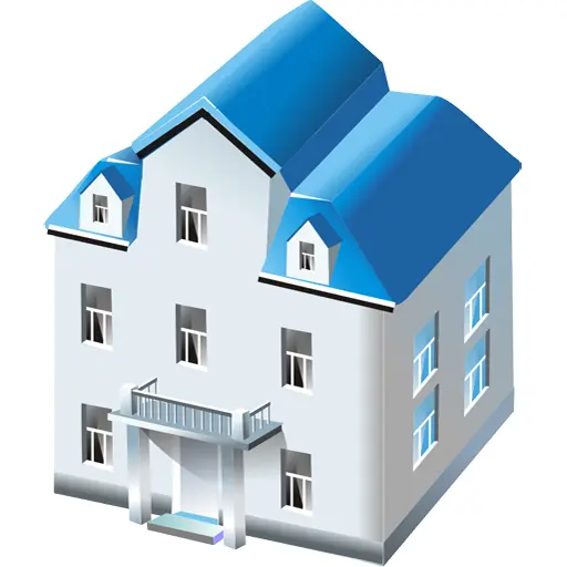 House with Blue Roof Illustration