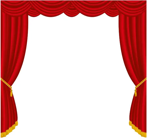 Red Theater Curtains with Golden Tassels