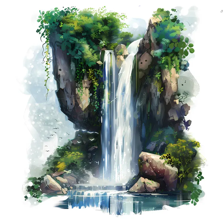 Serene Waterfall in a Forest