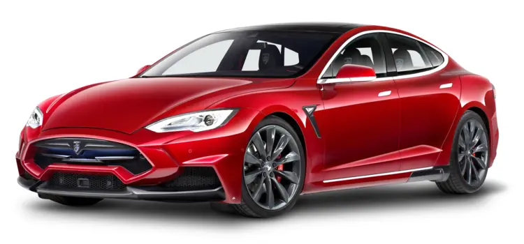 Sleek Red Tesla Car