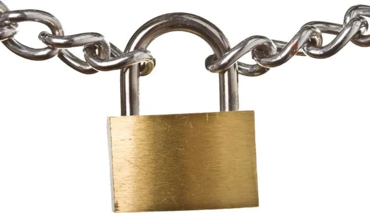 Gold Padlock with Chain