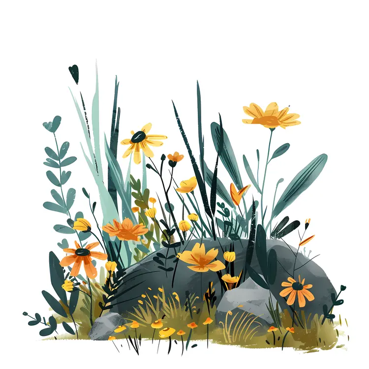 Yellow Flowers in a Garden