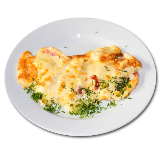 Cheese Omelette on White Plate