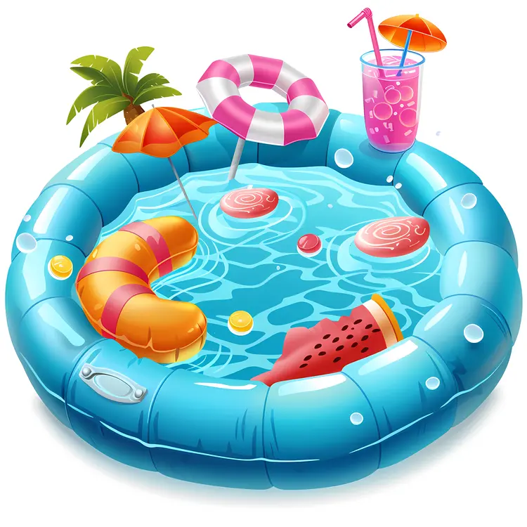 Inflatable Pool with Summer Drinks
