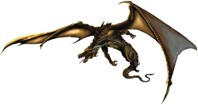 Flying Brown Dragon with Wings