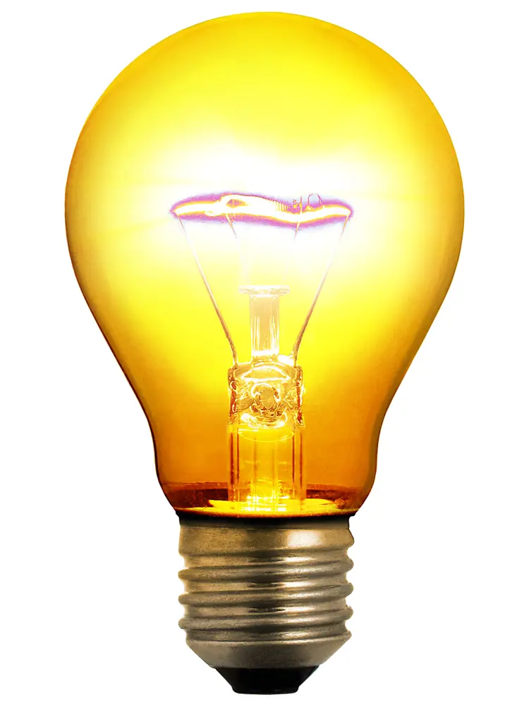Glowing Yellow Light Bulb