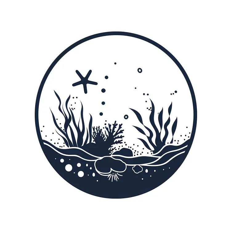 Marine Life in Circular Illustration