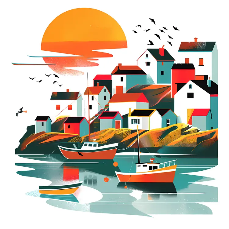 Sunset Village by the Water